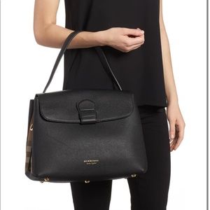 New Medium Camberley Leather & House Check Satchel